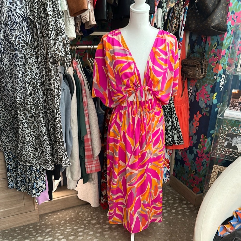 Tropical orange and pink dress